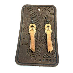 RANGE LEATHER KNOT Earrings Genuine Tan Dangle Western Boho Cowgirl Minimalist